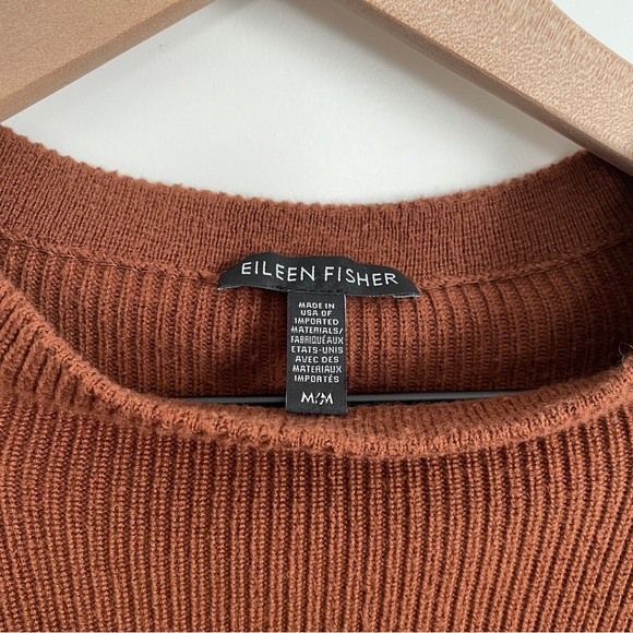 Eileen Fisher Brown Ribbed Raglan Knit Sweater Size Medium - Picture 3 of 6